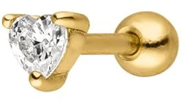 PAUL VALENTINE - Damen Stecker Piercing 925 Silber - Vergoldet/Golden - Herz Zirkonia Design - PV-PI0001