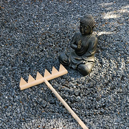 Großer Zen-Gartenrechen – 121,9 cm L 6 Zinken Sägezahn Outdoor Japanische Gartenrechen volle Größe DIY Meditation Rock Sand Garten Zen Holzrechen Zubehör Tress Relief Geschenke für Erwachsene
