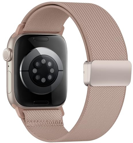 Elastisches Armband Kompatibel mit Apple Watch Armband 40mm 44mm 42mm 46mm 41mm 45mm 38mm Damen Herren, Magnetic Closure Nylon Sport loop für iWatch Series 11 10 9 8 7 6 5 4 3 2 1 Ultra SE, Schwarz