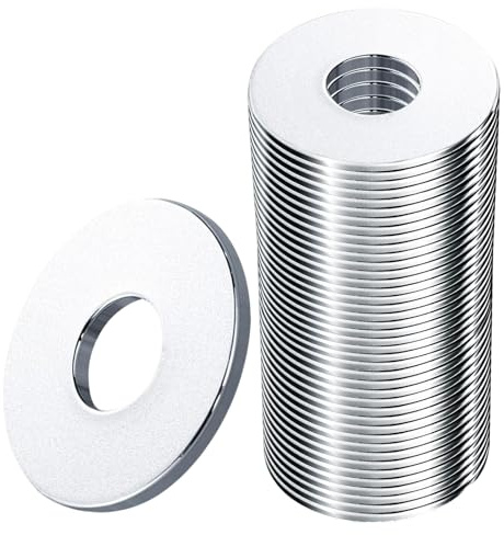 Homiladi M6 Unterlegscheiben, 80 Stück, Penny-Unterlegscheiben, M6 x 18 mm, A2 304 Edelstahl, flache Unterlegscheibe, verzinkt, silberfarben, rund, metrisch, Chrom, für Schrauben, Bolzen, Wasserhähne