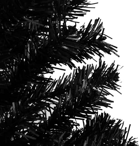 Gecheer Albero di Natale Preilluminato, con Palline Nero 240 cm PVC, con Luci a LED, per Decorazioni Natalizie