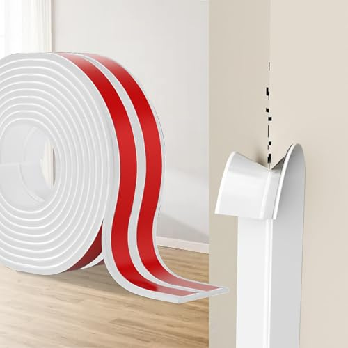 Hengrongshen Selbstklebend Kantenschutz Wand Leisten, TPE Flexible Weichsockelleiste Schneidbar Eckleiste Winkelprofil für Wände, Türen, Fenster, Bad, Ideal für DIY Renovierungen (Weiß, 6cm x 4M)