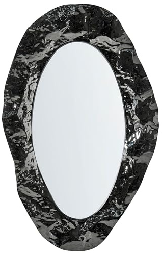 Wandspiegel Edelstahl MDF schwarz asymmetrisch modern Wanddekoration Lognes