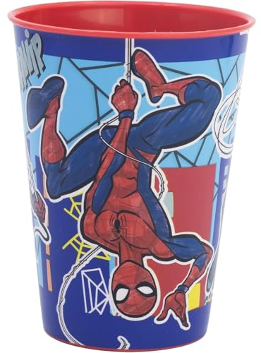 CARTOON Bicchiere per bambini in plastica riutilizzabile 260 ml BPA Free (Spiderman (1))