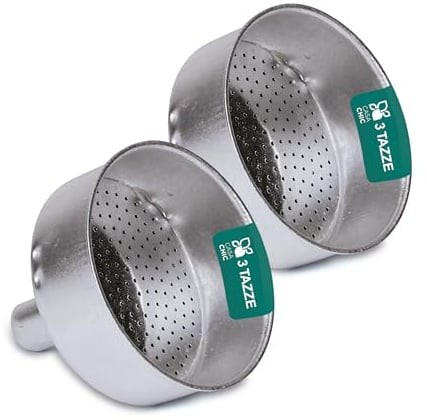 LifeChic Filtro Imbuto per Caffettiera Moka 3 Tazze, Set 2 Pezzi, Ricambio Universale per Moka Espresso Accessorio per Caffè