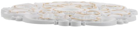 TOYANDONA Rosace de Plafond en Faux Plâtre Sculpté Style Européen, Médaillon Décoratif Blanc Doré Motif Floral, Suspendre Lumineuse et Ventilateur de Plafond, Panneau Décoratif Intérieur
