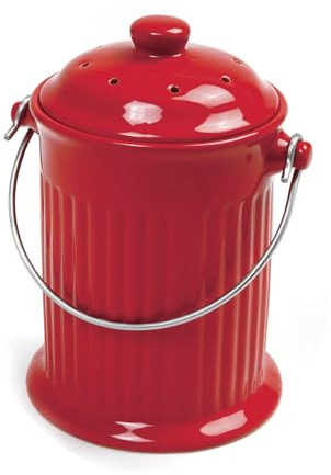 Norpro Ceramic Compost Crock-Red