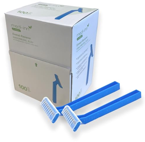 Medi-Inn Einmalrasierer Einwegrasierer Farbe blau (einschneidig, 100 Stück)