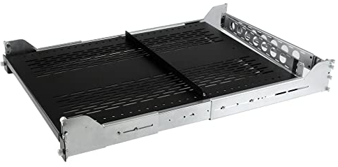 StarTech.com 2U Vented Sliding Server Rack Shelf w/ Cable Management Arm - 27.7 to 31.6in Adjustable Mounting Depth - 50lb - 19” Server Tray Shelf for Equipment Rack - 24in Deep (UNISLDSHF192)