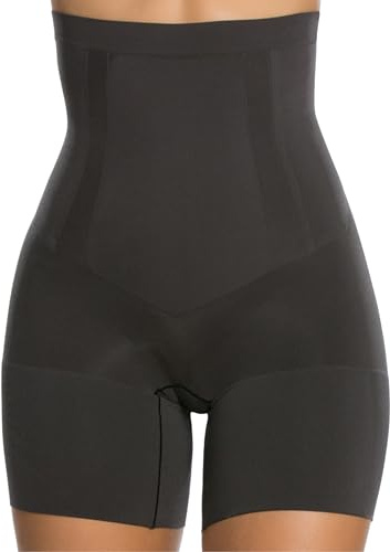 SPANX SPANXsculpt OnCore High-Waisted Mid-Thigh Short - Powerful Sculpting Shapwear for Women - Level 4 Compression - Core Control - Very Black - Medium - Standard