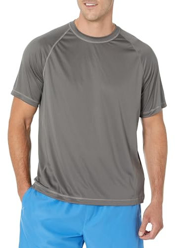 Amazon Essentials Camiseta de Natación de Corte Ajustado, Manga Corta, Secado Rápido, FPS 50 Hombre, Color Carbón, XXL