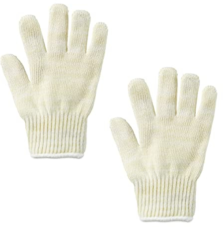 2 x Ofenhandschuh, hitzebeständig bis 250 °C, Aramid, Universalgröße, Handschuh für Grill, Ofen, Kamin, beige