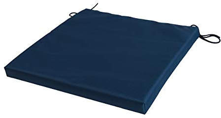 SOFTILLO Patio Chair Cushion with Seat Ties - Indoor and Outdoor Furniture Seating - Water-Resistant Polyester - Kitchen Dining, Lawn & Garden - 36 x 36 cm - Dark Blue
