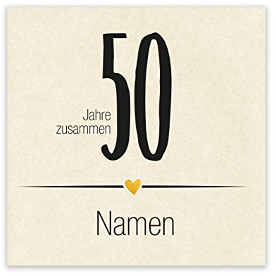 Herz & Heim® Flaschen-Etikett zur Goldhochzeit - 50 Jahre zusammen - mit Namen des Goldpaares 24 Stück