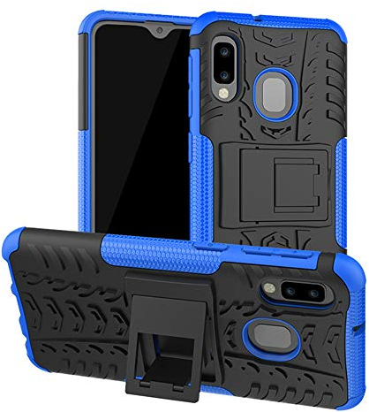 Yiakeng Hülle Samsung Galaxy A20e, Galaxy A20e Hülle, Doppelschicht Stoßfest Schlank Ganzkörperschutz Mit Ständer für Samsung Galaxy A20e (Blau)