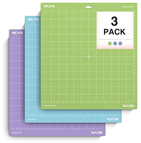 NICAPA Ersatz-Schneidematte für Maker/Explore 3/Air 2/Air, Vinyl Crafts, (Standard -Grip, Light-Grip, Strong-Grip 12 x 12 Zoll, 3 Stück)