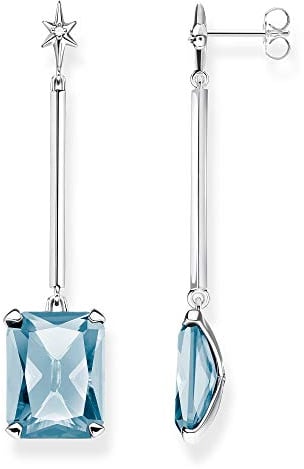 Thomas Sabo Damen-Ohrringe Blauer Stein mit Stern 925 Sterlingsilber H2071-009-1