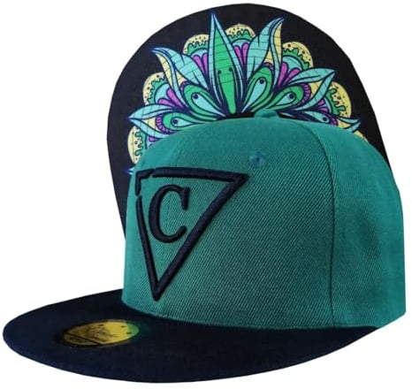Capiche [99+ VARIATIONEN] Snapback Cap - Kappe - Baseball - Mütze - Herren - Dunkelgrün - Blumen - Pflanzen - botanisch - [Special] Green Flow