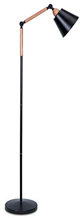 YOSION Modern Metal Floor Lamp Reading Lighting, Adjustable Standing Lamp with Heavy Metal Based and 9W LED Bulb for Living Room, Bedroom, Office or Study Room - Black