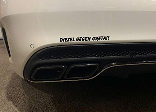 Dinger-Design Aufkleber Diesel GEGEN Greta !! Autoaufkleber Umwelt Feinstaub Sticker JDM (Weiß)