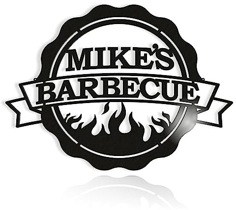 FranJohnsonHouse Personalisierter Name Papa's Grill BBQ Zeichen Grillen Kunst Wand-Dekor Wanddekoration Vater Einweihungs Geschenk Wandschild (48cm x 35cm, Design 1)