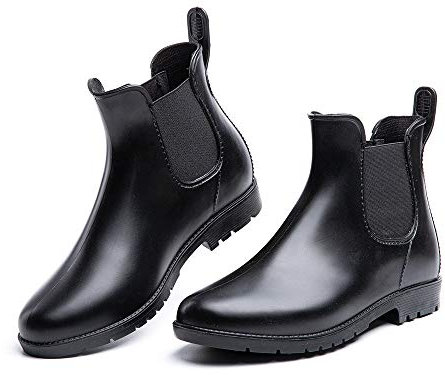 Hitmars Stivali Pioggia Donna Stivaletti Gomma Bassi Giardino Impermeabili Chelsea Boots Antiscivolo Eleganti Comodi Taglia 42