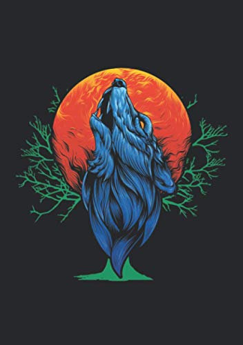 Notizbuch A5 kariert mit Softcover Design: Wolf Werwolf Vollmond Geschenke: 120 karierte DIN A5 Seiten