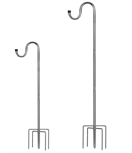 HOME RIGHT Bird Feeder Pole,117cm Set Adjustable Shepherds Crook Garden Hooks Heavy Duty 5 Prong Metal Hanger Hook Lights Planter Lanterns Hooks for Wedding Decoration(1 Pack)