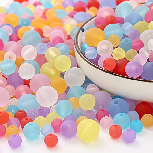 HERZWILD perlen zum Auffädeln Bunte bastelnperlen Acryl Perlen kunstperlen f.schmuckherstellung DIY halsketten armband (matt transparent bunt/gemischt)