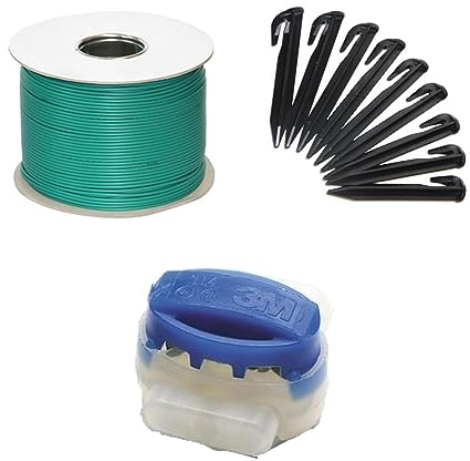 G greengrass tools Rasenroboter Mäh-Bereich Erweiterungs Set Kabel Haken Verbinder Begrenzungs-Draht Erdnägel Klemmen - kompatibel mit Yard-Force Husqvarna Automower Gardena Worx, Set:250m+200H+10V