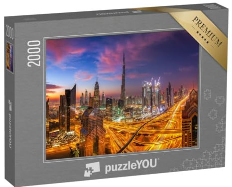 puzzleYOU: Puzzle 2000 Teile „Skyline von Dubai bei Sonnenuntergang“ – aus der Puzzle-Kollektion Dubai, Städte Weltweit