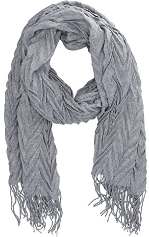 Antonio Damen Winter Schal Cashmera Plissee grau