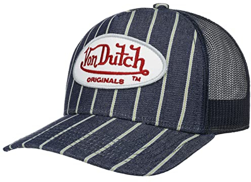 Von Dutch Denim Stripes Trucker Cap Basecap Baseballcap Meshcap Curved Brim (One Size - Denim), 55-61