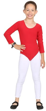 Hamishkane Trikot für Kinder und Mädchen, langärmelig, Tanztrikot / Gymnastikanzug, rot, 3-4 Jahre