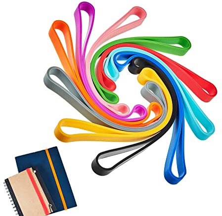 Silikon Gummibänder,10 Farben Planer Bunte Gummibänder Elastisches Rubber Band Gummiband für Bücher Aktenordner Schule Zuhause Bürobedarf stabil wiederverwendbar haltbar