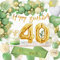 40 Geburtstag Deko Frauen, Geburtstagsdeko 40 Männer, Grün Gold Deko 40 Luftballon mit Happy Birthday Banner, Ballon Girlande Pompons Grün für Frau Mann 40. Geburtstag Dekorationen
