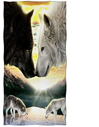 Violetpos Badetuch Sonnenaufgang Wolf 70 cm x 140 cm Strandtuch