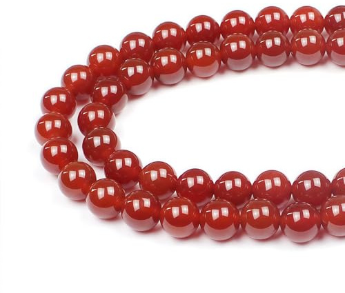 MJDCB Natural Round Stone Beads 12mm Red Cornelian Loose Gemstone Beads for Jewelry Making Bracelet Necklace 30pcs