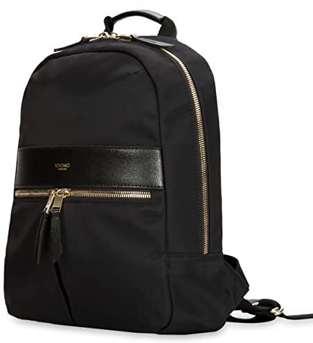 KNOMO Mini Beauchamp 10 Inch Backpack for Women - Small Ultra-Lightweight Daypack with RFID Protection - Water-Resistant Nylon Commuter Purse for Tablet and E-reader, Black