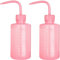 APUXON 2pcs 150ml 5Oz Narrow Mouth Squeeze Bottle Pink, Medical Lab Plastic, No Spill, Bend Mouth, Watering Cans