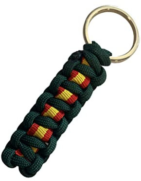 MIBANDERA Llavero Bandera de España, Llavero Hombre Mujer Bandera España. Llavero Coche Moto (Cuerda Bandera España) (Cuerda Verde Guardia Civil)