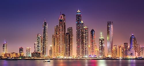 Cuadro de aluminio compuesto de 70 x 30 cm: vista a la bahía de Dubái de Palm Jumeirah, Emiratos Árabes Unidos(123114724)