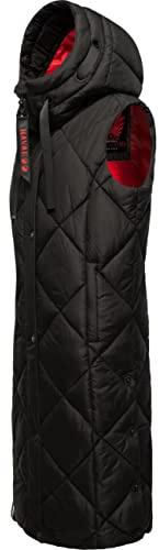 Navahoo warme Damen Winter Steppweste lang mit Kapuze Schnuckel XS-XXL