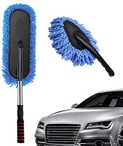 Fowybe Interior del Plumero del Coche,Plumero Coche Exterior sin arañazos con Mango retráctil | Herramientas Limpieza doméstica para computadora hogar para automóvil, Accesorios