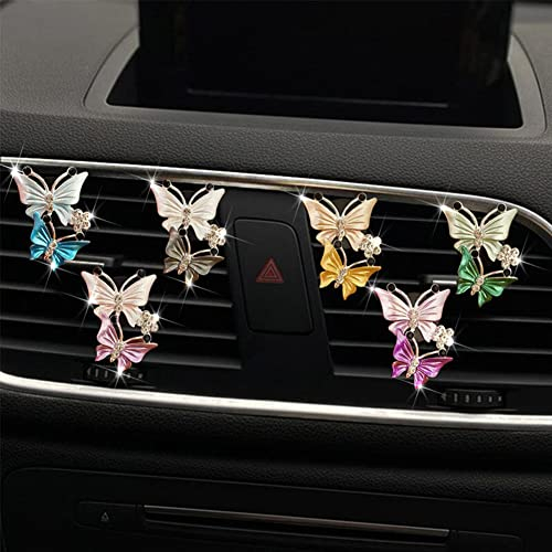 6PCS Bling Butterfly Car Air Freshener,Auto Lufterfrischer Clips,Auto Aroma Diffusor Clip,Auto Lufterfrischer Lüftungsclips,Funkelnder Schmetterlings Auto Luftauslass Lufterfrischer Parfüm Clip