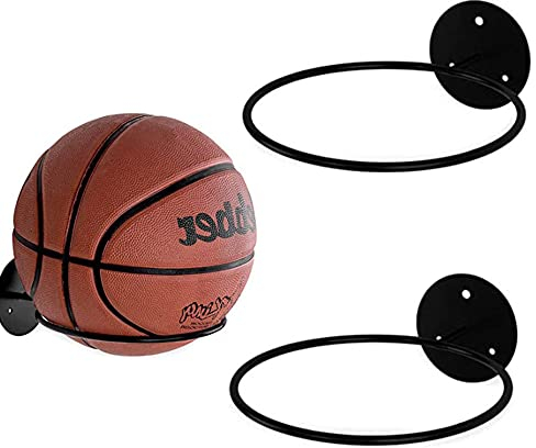 Guidre 2 Stück Montiert Ball Wandhalterung, Basketball Halterung, Sport Ball Racks Display, Schwarz Ball Ständer, für Basketball Fußball Rugby Volleyball Fußball Display (2 Pack)