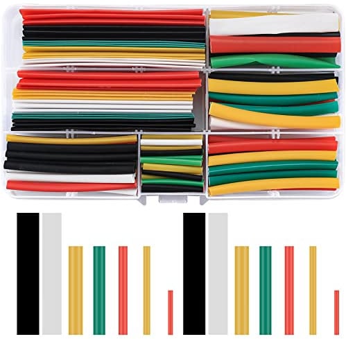woshilaoDS 140 Pz Tubi Isolanti Doppio Strato 2:1,Kit Guaine termorestringenti per Cavi Elettrici, Tubo Termoretraibile, Kit Tubo Termorestringente per Cavo elettrico, 5 Colori, 7 Misure