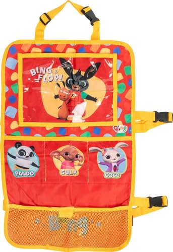 Tataway Bing Proteggisedile portaoggetti Tablet Organizer auto per bambini di colore rosso con i simpatici Bing, Flop, Pando, Sula e Coco