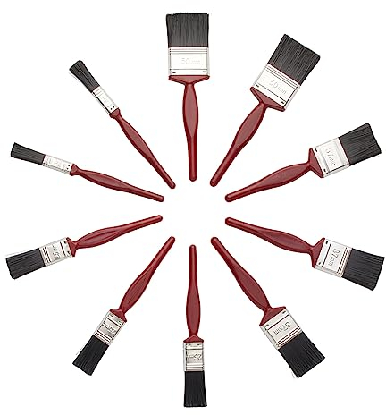 Fit For The Job 10 pc Mixed Sizes Paint Brush Set for a Smooth Finish with Emulsion, Gloss, Satin on Walls, Ceilings, Woodwork, Metal - 2x 0.5, 3x 1, 3x 1.5, 2x 2 inch Paint Brushes for Wood, Plaster