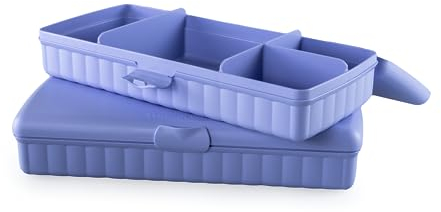 Tupperware Pausenbuffet (2) 940ml Brotdose Lunchbox Flieder Snackbox 4-fach Einteil. (inkl. Diamant 500 ml)